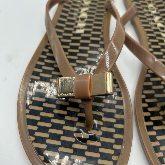Coach Landon Jelly Flip Flops with Bow Accents Size 6B - Picture 3 of 13